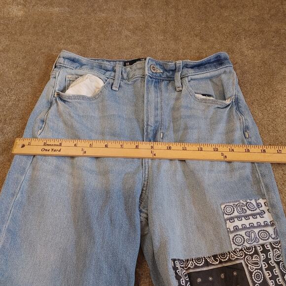 Hollister Size 3R Patchwork Jean Pants Distressed Waist 26 Length 27 Paisley - Picture 4 of 11